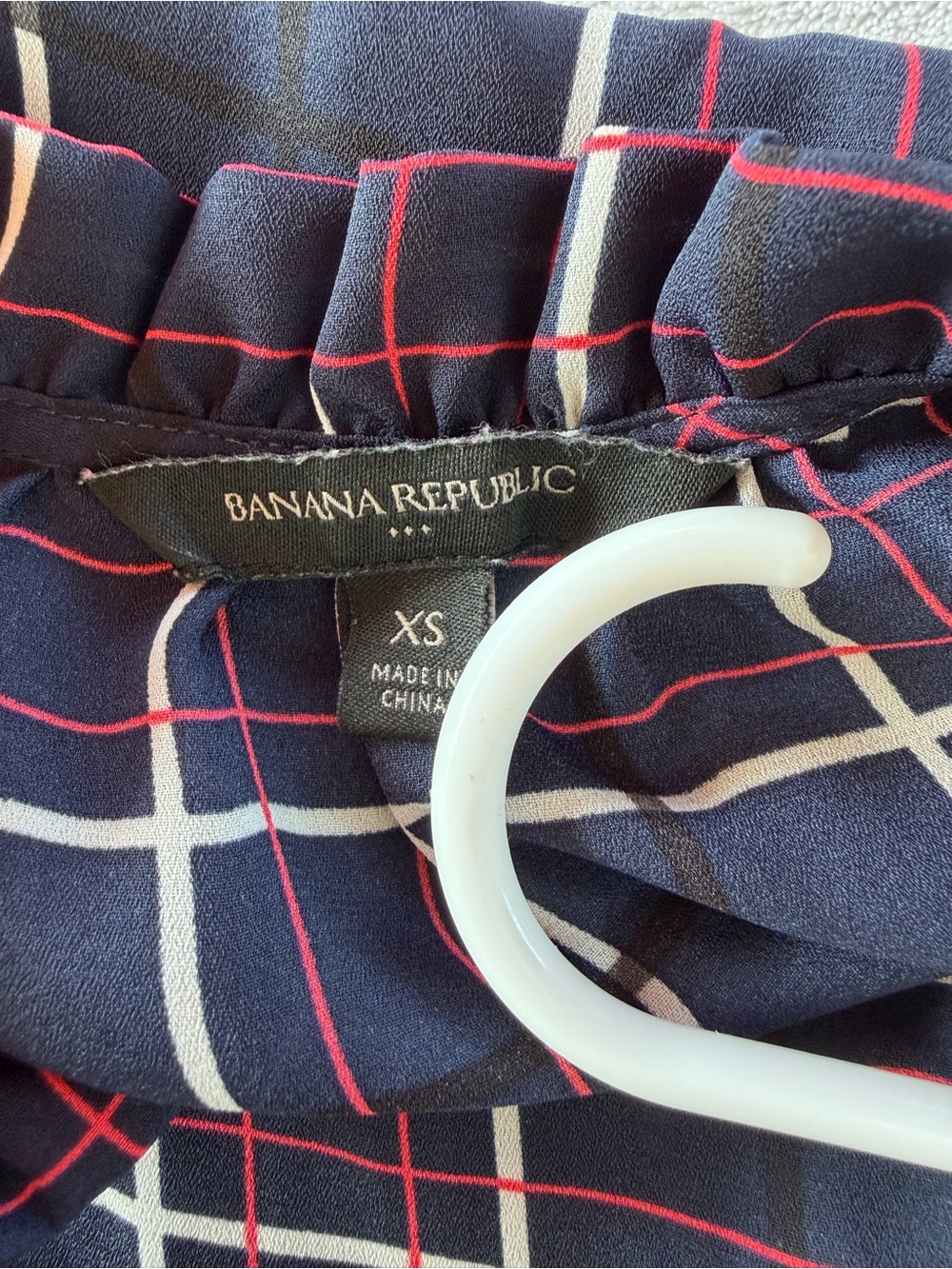 Banana Republic Navy Plaid Sleeveless Button-Front Top Size XS - Picture 7 of 8